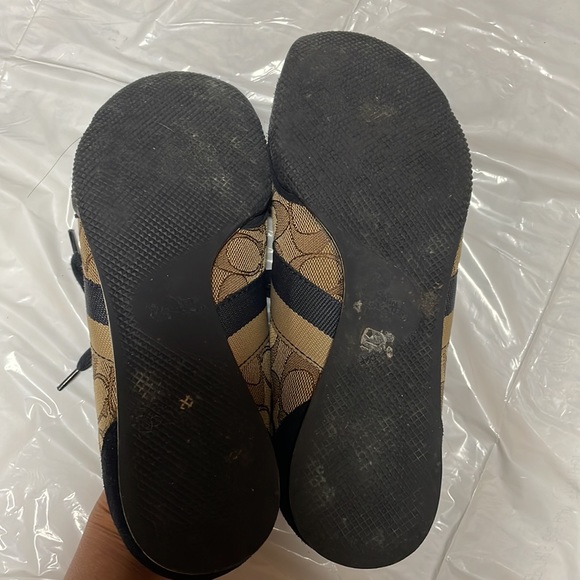 COACH KELSON MONOGRAM SUEDE SNEAKER KHAKI/MIDNIGHT NAVY WOMENS 7.5B EUC - Picture 4 of 7